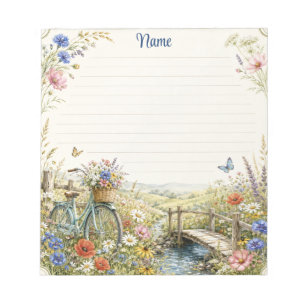 Bloc-note Prairie de fleurs sauvages de campagne et papier l