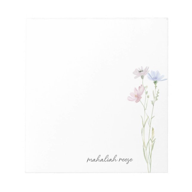 Bloc-note Prairie de Fleurs Sauvages Élégantes Calligraphie  (Devant)