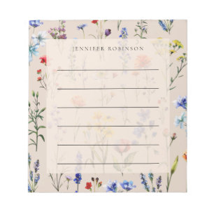 Bloc-note Prairie de fleurs sauvages minimaliste moderne ave