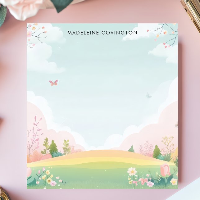 Bloc-note Prairie Papillon Floral Nom Personnalisé (Créateur téléchargé)