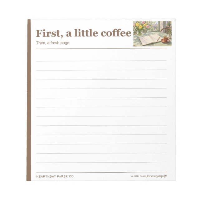 Bloc-note Premier petit bureau aligné avec du café (Devant)