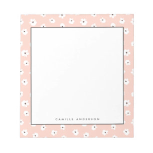 Bloc-note Preppy Blush Floral Dots Motif Personnalisé