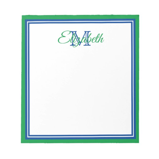Bloc-note Preppy Bright Kelly Green et Deep Blue Monogram (Devant)