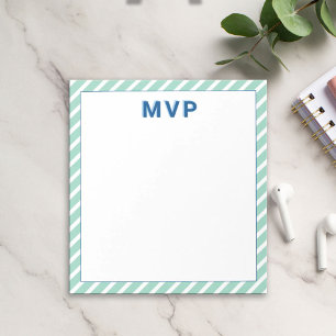 Bloc-note Preppy Green & Navy rayé Personnalisé Moderne