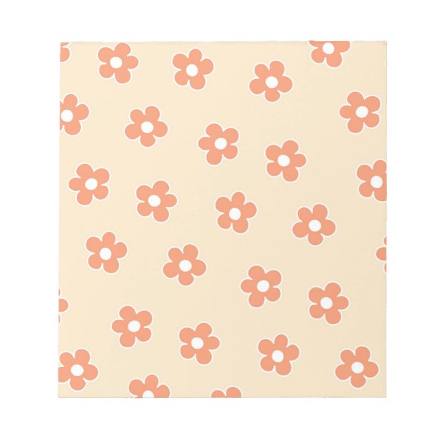 Bloc-note Preppy Peach White Hippie Flower Motif (Devant)