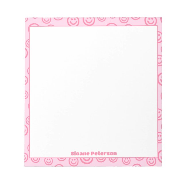 Bloc-note Preppy personnalisé rose mignon (Devant)