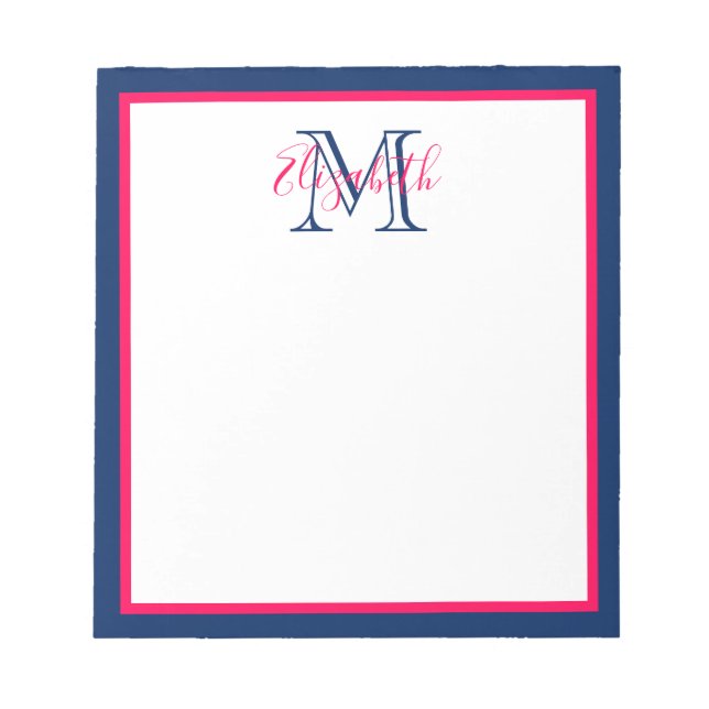 Bloc-note Preppy Rose et Navy Blue Monogram (Devant)