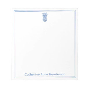 Bloc-note Preppy Tropical Navy Blue Pineappy Personnalisé