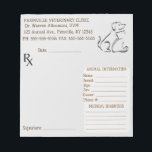 Bloc-note Prescription vétérinaire modifiable<br><div class="desc">Ce bloc-notes vétérinaire modifiable présente une illustration d'un chat et d'un chien dans le coin supérieur droit. Ci-dessous, sont les détails de l'animal et le propriétaire avec un diagnostic médical. En haut à gauche se trouvent les détails de la clinique et du vétérinaire et en bas, qui est une zone...</div>