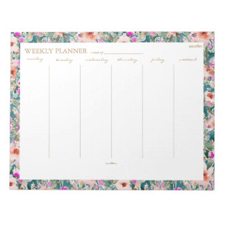 Bloc-note Pretty Lush Tropical Floral PLANNER HEBDOMADAIRE