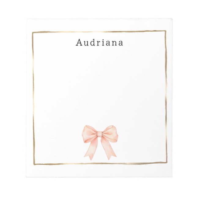 Bloc-note Pretty Peach Bow Personalized  (Devant)