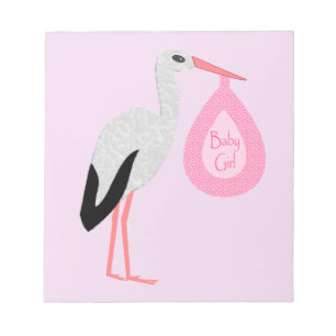 Bloc-note Pretty Pink Baby Girl Stork