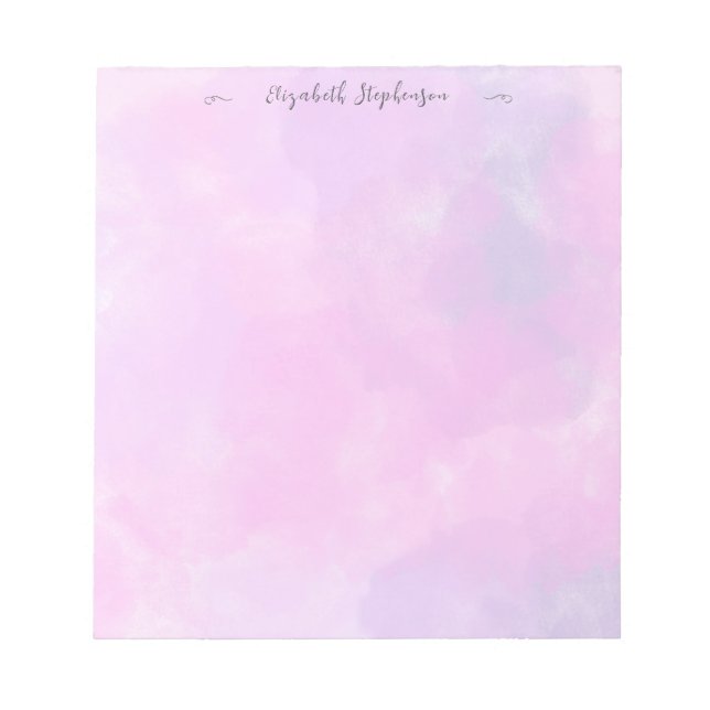 Bloc-note Pretty pink feminine watercolor custom name (Devant)
