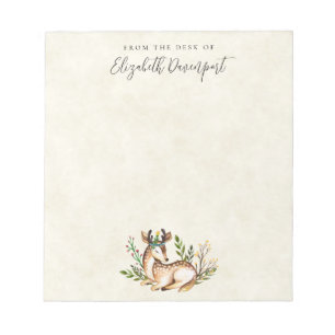 Bloc-note Pretty Watercolor Deer Laying Down Boho