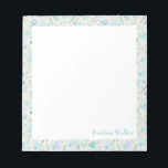 Bloc-note Pretty Watercolor Floral Pattern in Blue Name<br><div class="desc">A pretty floral pattern of cute flowers painted with watercolors in shades of blue,  personalized with your name. Please contact me with any questions or requests.</div>
