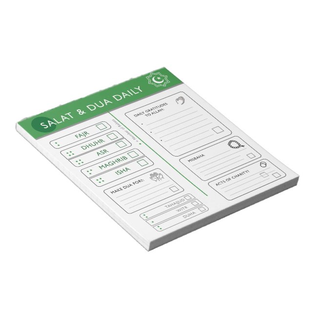 Bloc-note Prières quotidiennes et culte pour les musulmans (Incliné)