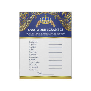 Bloc-note Prince Baby shower Word Scramble Games