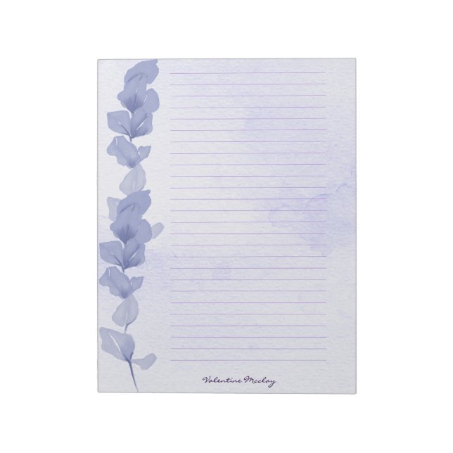 Bloc-note Printable Lavender Lined Paper – Personalized (Tourné)