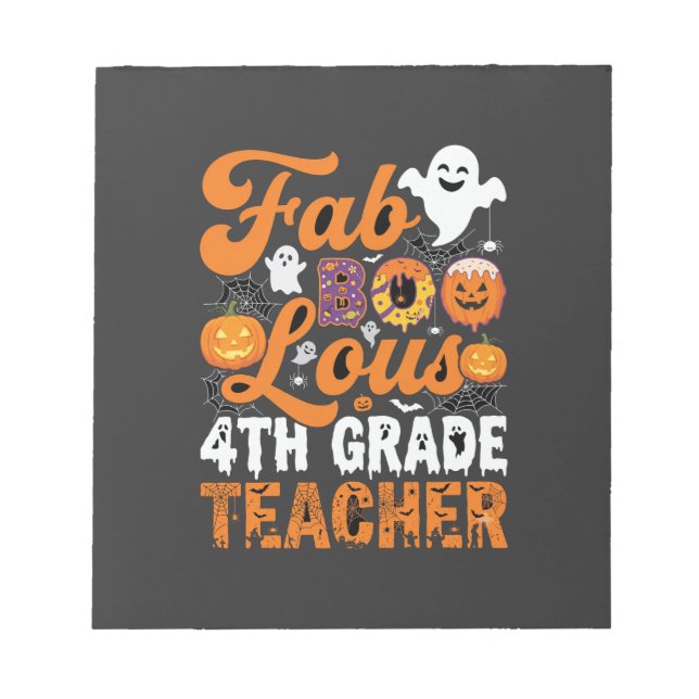 Bloc-note Prof enseignant de 4e année Halloween Fab-BOO-Lous (Devant)