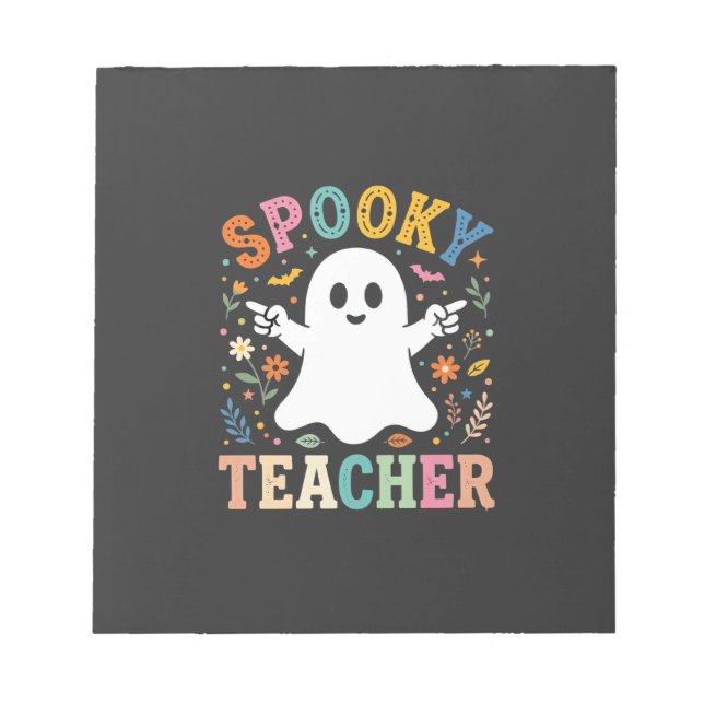 Bloc-note Prof Enseignant Fantôme Mignon Halloween Design_1 (Devant)