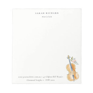 Bloc-note Professeur de musique élégant à l'aquarelle joueur