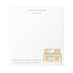 Bloc-note Professeur de Musique Pianiste Élégant Aquarelle