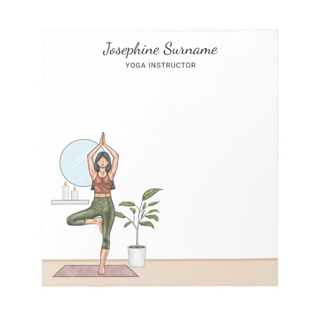 Bloc-note Professeur de yoga arbre pose exercice forme femme (Devant)