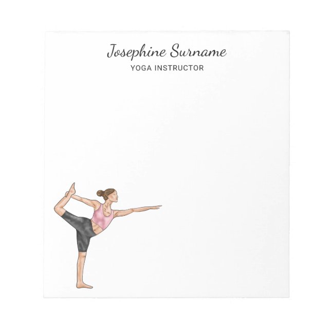 Bloc-note Professeur de Yoga Danseuse Pose Nom Personnalisé (Devant)