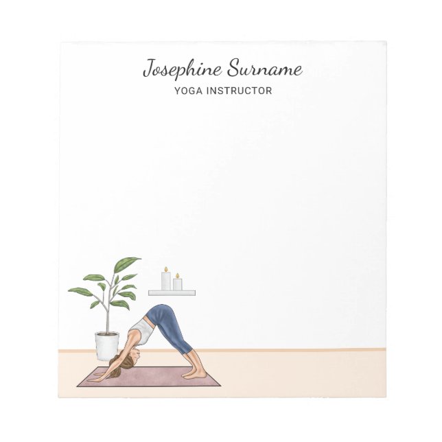 Bloc-note Professeur de yoga femme en posture du chien tête  (Devant)