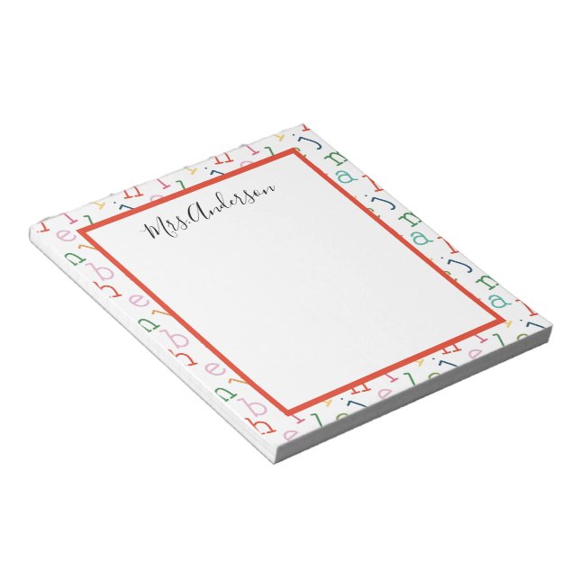 Bloc-note Professeur d'école maternelle d'impression alphabe (Incliné)