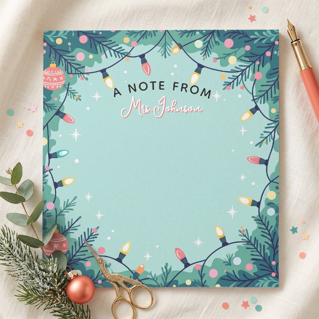 Bloc-note Professeur Lumières de Noël Vert Menthe (Créateur téléchargé)