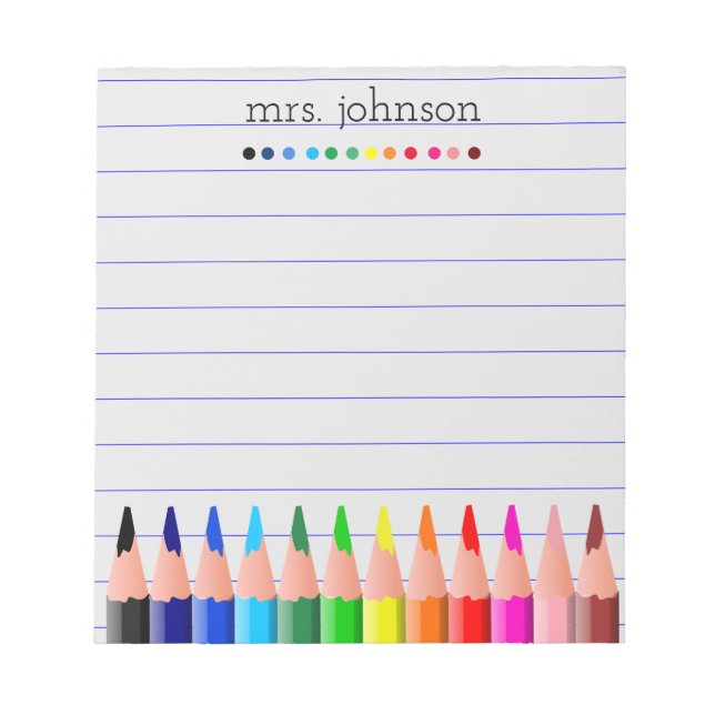 Bloc-note Professeur personnalisé Rainbow Pencil (Devant)