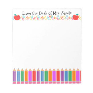 Bloc-note Professeur personnalisé Rainbow Pencil