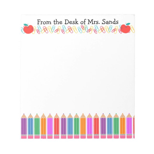 Bloc-note Professeur personnalisé Rainbow Pencil (Devant)