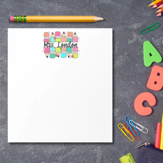 Bloc-note Professeur Retour à l'école Crayon arc-en-ciel per (Créateur téléchargé)