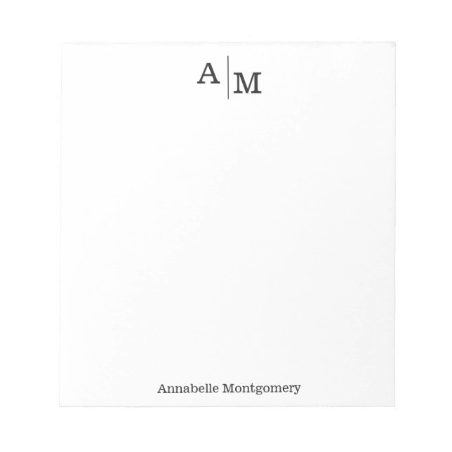 Bloc-note Professional Modern Simple Monogramme Nom initial (Devant)