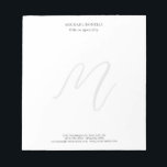 Bloc-note Professional Plain Modern Minimalist Monogrammed<br><div class="desc">Check out our modern mimalist templates to help you design your perfect product.</div>