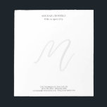Bloc-note Professional Plain Modern Minimalist Monogrammed<br><div class="desc">Check out our modern mimalist templates to help you design your perfect product.</div>