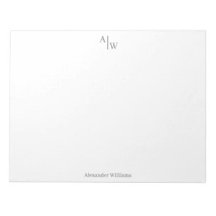 Bloc-note Professionnel 2 Monogramme Simple Minimaliste Gris