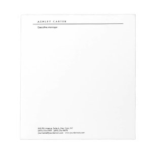 Bloc-note Professionnel élégant blanc minimaliste moderne