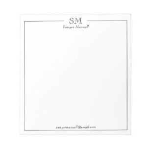 Bloc-note Professionnel Minimaliste Nom Monogramme Entrepris