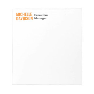 Bloc-note Professionnel Moderne Orange Blanc Minimaliste Sim