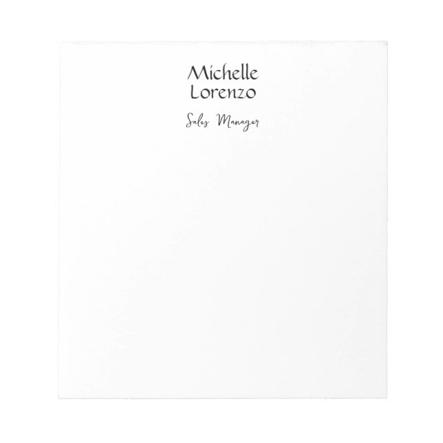 Bloc-note Professionnel Moderne Simple Noir & Blanc (Devant)