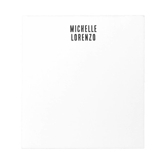 Bloc-note Professionnel Moderne Simple Nom Uni Noir Blanc (Devant)