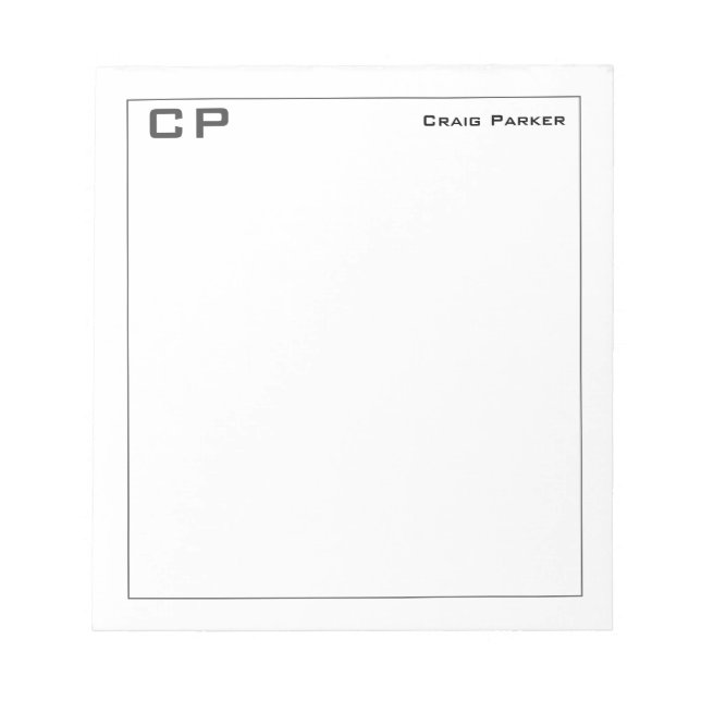 Bloc-note Professionnel Monogramme Moderne Minimaliste (Devant)