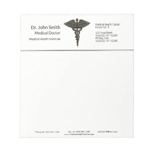 Bloc-note Professionnel Simple Médicale Caduceus Noir Blanc