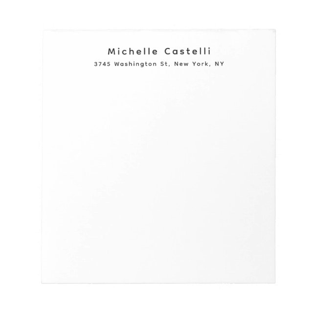Bloc-note Professionnel Unique Classique Simple Noir & Blanc (Devant)