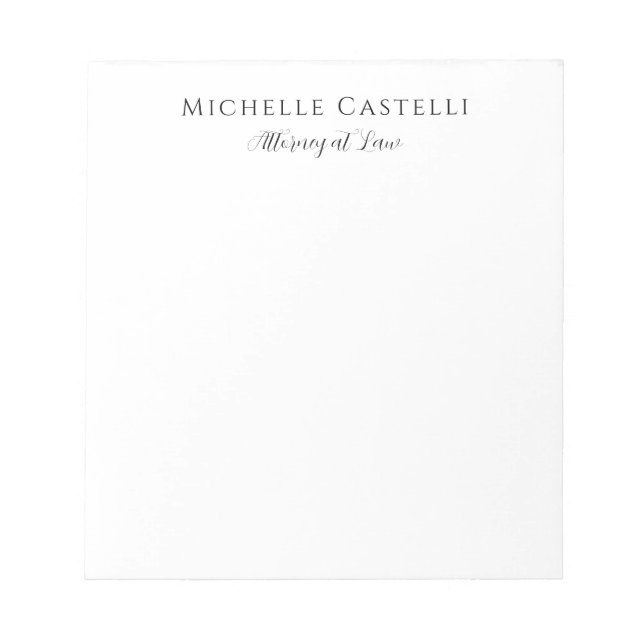 Bloc-note Professionnel Unique Classique Simple Noir & Blanc (Devant)