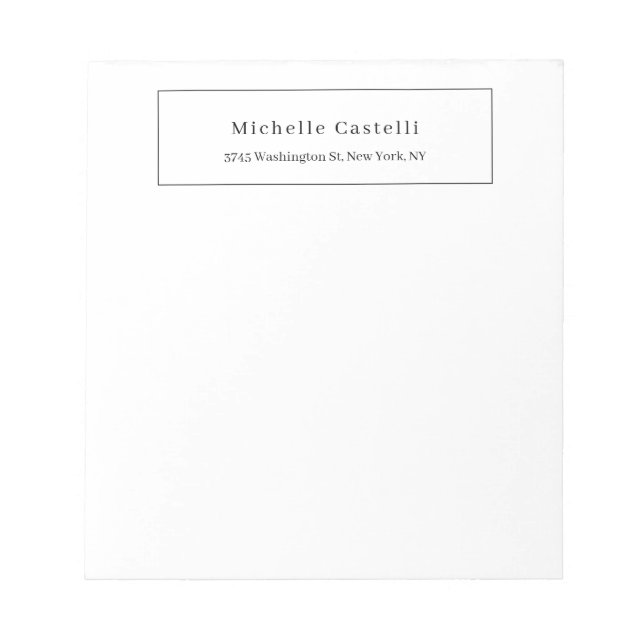 Bloc-note Professionnel Unique Classique Simple Noir & Blanc (Devant)