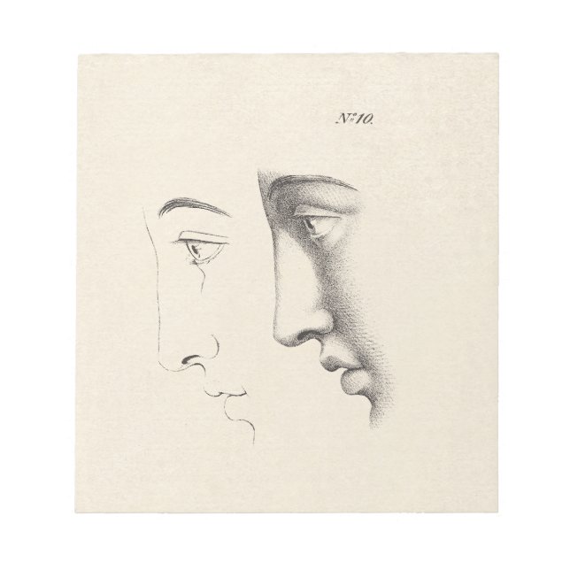 Bloc-note Profil de l'homme élégant Antique Français Engravi (Devant)